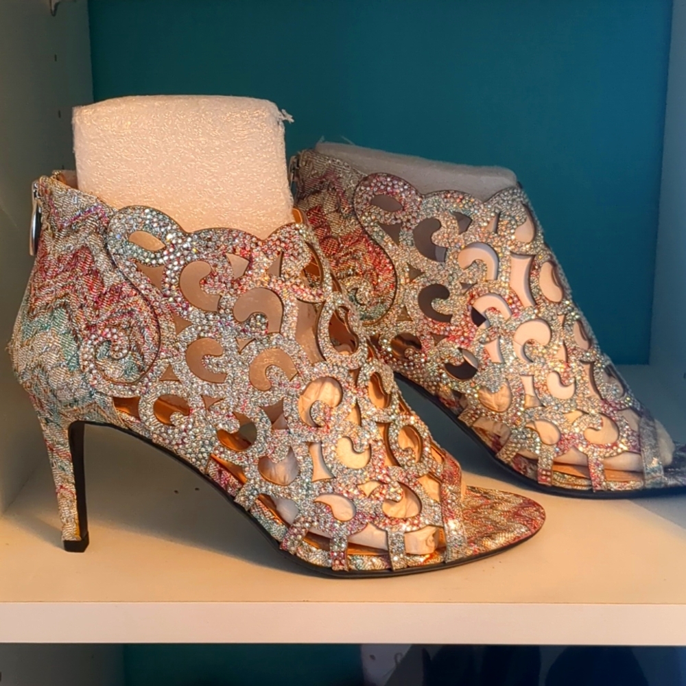 Crystal Open Toe brand new booties  never worn! Great for Special Occasions